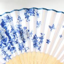 Веер бамбук/текстиль 21см "Цветочки и бабочки" с кисточкой арт.9580811 микс