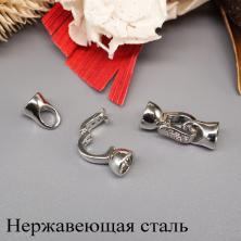 Застежка для украшений со стразами 28*6мм нержавеющая сталь арт.ИВ-294 никель