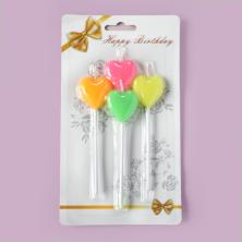 Свечи д/торта "Сердце" 10см арт.SF-7830 микс (4шт)