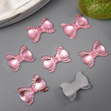 Кабошон фигурка "Бант" пластик 19*13мм арт.ИВ-542 розовый