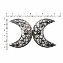 Застежка 75*47мм со стразами арт.HRG-2120 "Полумесяц" черный