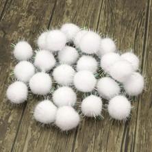 Помпоны с люрексом 20мм арт.ФУ-10068 белый (500шт)