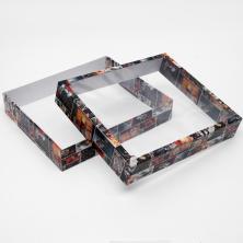 Коробка сборная крышка-дно с окном "Санта" 37*32*7см арт.7068219