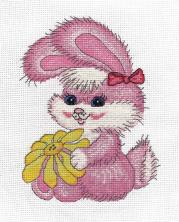 8-137 "Зайки с желтым цветком" Набор для вышивания мулине "Кларт" 15*20см