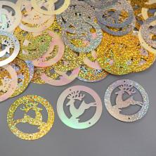 Пайетки-голограмма "Олень в круге" 55мм G-55 ассорти (50гр)
