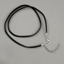 Шнур с замком бархатный 2,5мм 45см + 5см удлинитель арт.JP-010 черный/серебро
