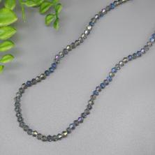 Бусины граненые на металл.нити "Биконус" 4*3,6мм 32см арт.17499 серый/перламутр (90бусин)