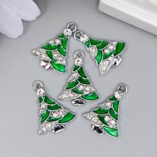 Подвеска "Елочка" 22*17мм арт.4285483 зеленый/серебро