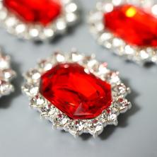 Серединка ювелирная металл 15*20мм арт.7330733 серебро/красный