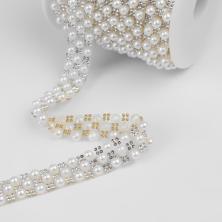 Тесьма-стразы и бусины термоклеевые 3линии 15мм арт.7165069 серебро (пластик)