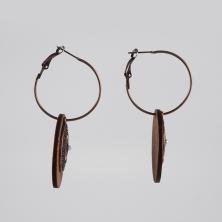 Серьги-кольца 6см "Этно" металл/дерево арт.ИВ-483 медь