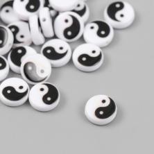 Бусины акрил 11*4мм "Инь-Ян" арт.9896276 бело-черный (31шт)