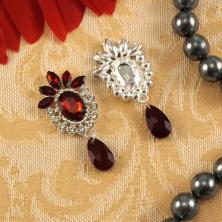 Серединка ювелирная металл 50*25мм арт.SF-5958 серебро/бордовый-01