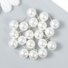 Заготовка для серег "гвоздик" 10мм с бусиной арт.9233525 серебро/белый