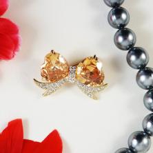 Брошь "Бант" 40*25мм со стразами арт.X01-1037