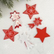Декор дерево "Звезда" 30*50/50*43мм арт.ФУ-11838 белый/красный (6шт)