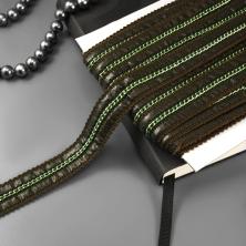 Тесьма кожа 23мм арт.KJ-690 с цепочкой 05-хаки