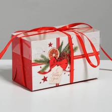 Коробка для капкейка 16*8*10см "С Новым годом!" арт.5080494