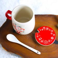 Кружка с крышкой и ложкой 