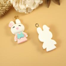 Подвеска акрил "Зайка" 18*30мм арт.9767061/1 белый