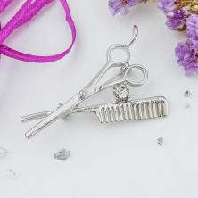 Брошь "Парикмахер" 30*45мм арт.1489142 серебро