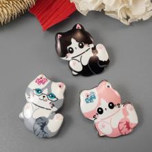 Брошь "Котики" эмаль 23*27мм арт.ФУ-11882 ассорти