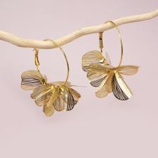 Серьги-кольца "Парящие лепестки" d-4,0см арт.ИВ-897 золотистый (нержавеющая сталь)