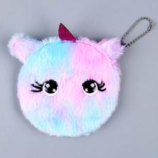 Кошелек плюш на молнии 8*5см "Единорог" арт.ИВ-1130 микс