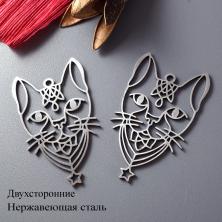 Подвеска "Кот" 23*40мм арт.ИВ-620 серебро (нерж.сталь)
