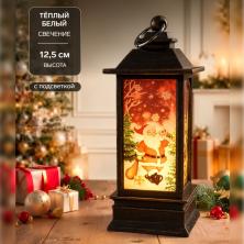Фонарь светодиодный 12*5*5см арт.10982224 коричневый (батар.в компл)