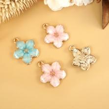 Подвеска "Незабудка" 15*17мм эмаль арт.ИВ-98 ассорти-2/золото