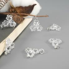 Подвеска "Цветочки" 20*20мм со стразами арт.32 серебро