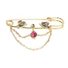 Булавка с цепочкой "Два цветка" 60*15мм арт.165738 золото