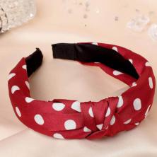 Ободок пластик/текстиль 30мм "Кокетка" горох арт.5144518 красный