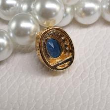 Бусины с цирконами покрыт.золото 18К 10*13*7мм арт.ИВ-715 синий