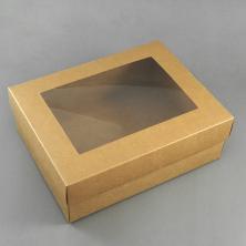 Коробка крафт с окошком 30*23*9см арт.SF-7168 натуральный