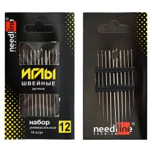 Иглы для шитья универсальные №12 никелированные арт.ИЗ-200927 ассорти (10игл)