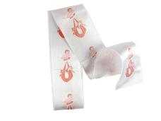 Лента атласная 50мм "Аист" белый/красный