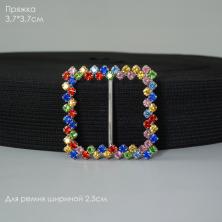 Шлёвка металл со стразами 38*38/23мм арт.ФУ-0075