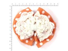 Украшение пришивное "Бант в горошек" 10*9см арт.LH-306 оранжевый/белый