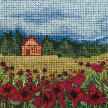 PANNA арт.ПС-1244 "Маковое поле" Набор для вышивания мулине 12*12см