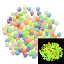 Бусины акрил "Сердечко" 8,5*9мм арт.ИВ-199 ассорти светятся в темноте (50шт)