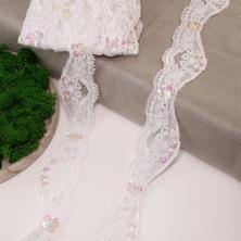 Кружево стрейч  35мм с пайетками арт.ТВД-043566