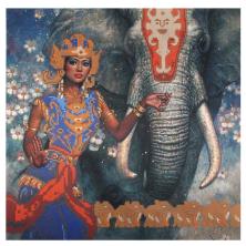 9741 "Индийский слон" Рисунок на ткани "Конек" частичная вышивка 40*40см