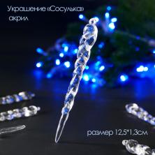 Елочное украшение "Сосулька" №22 12,5*1,3см арт.678-293 прозрачный (акрил)