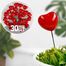 Сердечки на проволоке 25*24/90мм арт.10547416 красный (30шт)
