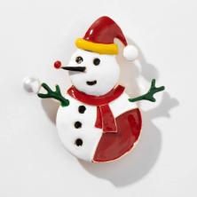 Брошь "Снеговик" 55*55мм арт.9626884 белый/ассорти