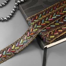 Тесьма со стеклярусом 35мм арт.XY-1258 коричневый