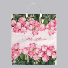 Пакет п/э с пластиковой ручкой 44*40см "Дикие розы" 100мкм арт.2327396