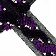 Тесьма с бусинами и стразами 65мм арт.MLS-1012